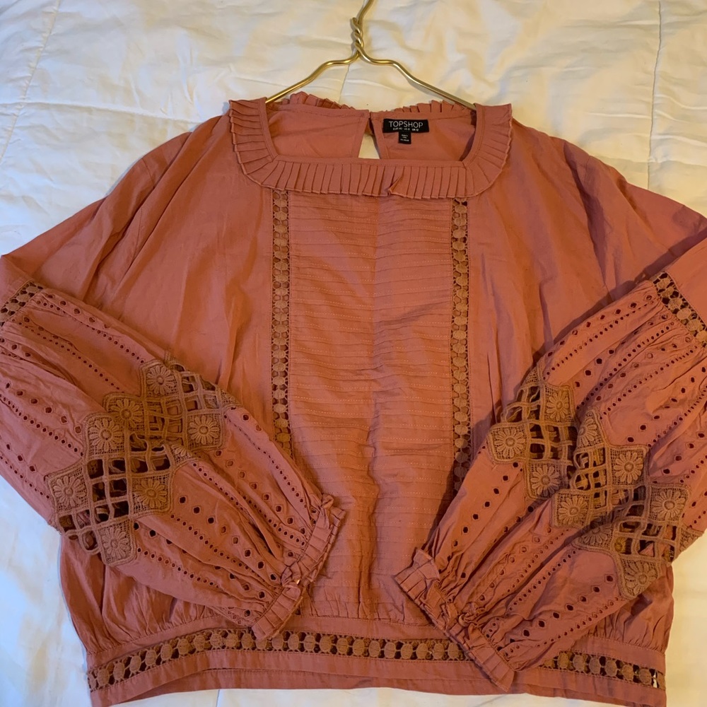 TopShop Pink Puff Sleeve Shirt
